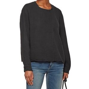 NWT Raquel Allegra cotton-gauze black top Sz 2 (M)